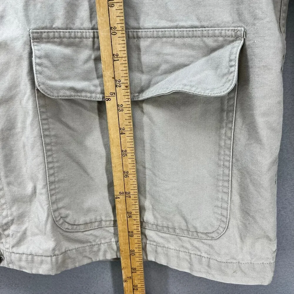 Eddie Bauer Jacket Men's XL Beige Canvas Flannel Lining Corduroy Collar VTG